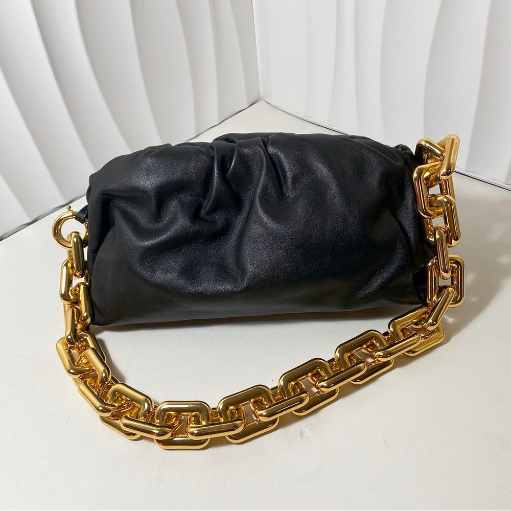 BOTTEGA VENETA Chain Pouch Bag Black Leather